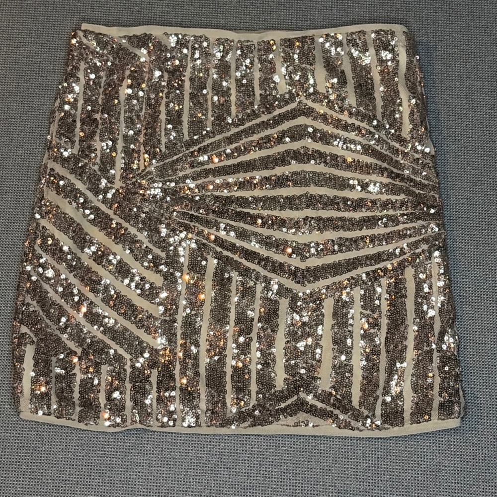 Forever 21 Sequin Mini Skirt Geometric Partyn Night Out Disco NYE Vegas Women S